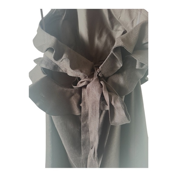 Zimmermann Postcard Linen Ruffled Tie-Back Black Mini Dress, 1/S - Picture 7 of 8